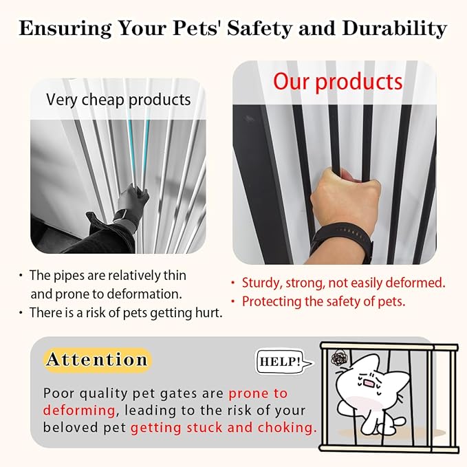 Lumizone Extra Tall Pet Gate 55.12" High Pressure Mounted 46.65"-50.78" Extra - Image 3