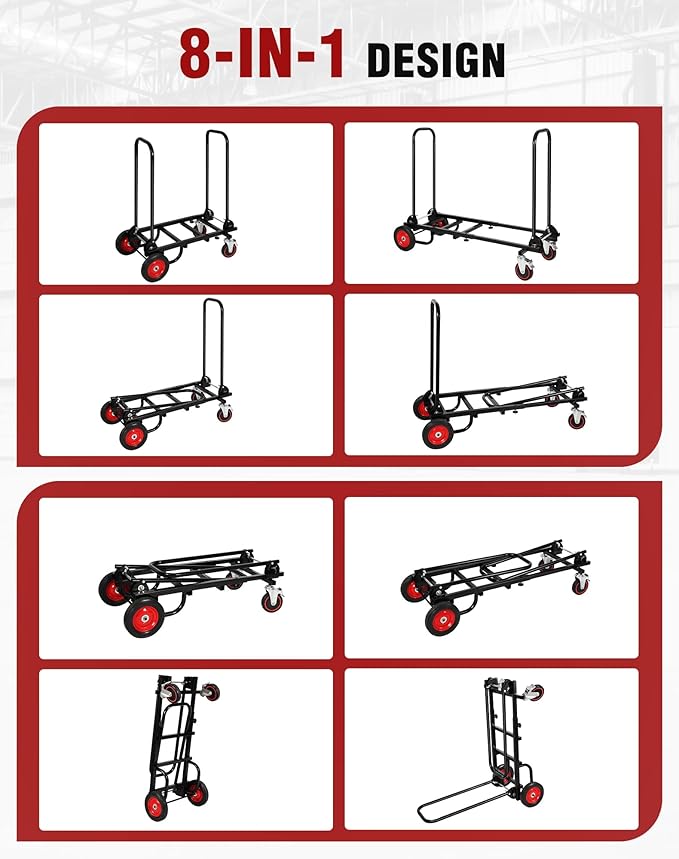 RedSwing Folding Multi-Utility Dolly Cart, Heavy Duty 8-in-1 Convertible Cart - Image 3