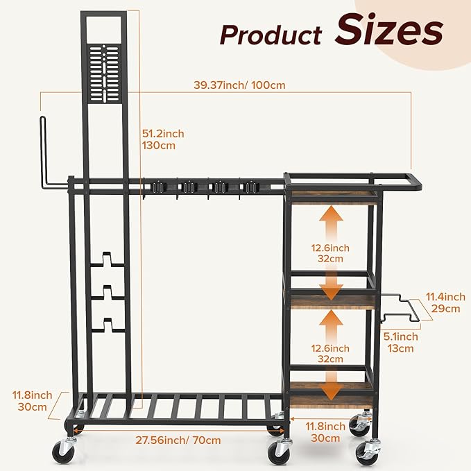 Housolution Cleaning Utility Cart on Wheels, Vacuum Stand Compatible - Image 7