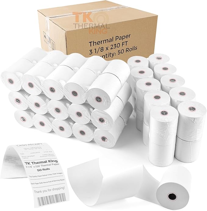 3 1/8" x 230' Thermal Paper, POS Receipt Paper by TKThermalKing