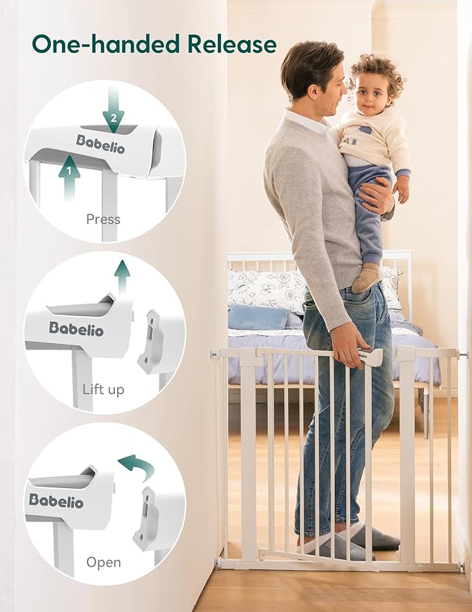 BABELIO 36" Tall Baby Gate, PressGuard P7, 29-48" Auto Close Pressure Mounted - Image 5