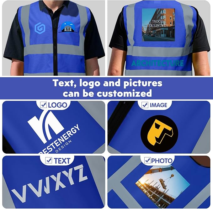 BeautyWill 10/20 Pack Custom Logo Safety Vest, Bulk High Visibility Class 2 - Image 5