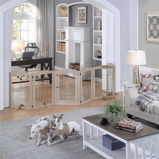 unipaws 132" Extra Wide Dog Gate and Pet Playpen, Free Standing Tall Fence - Image 2