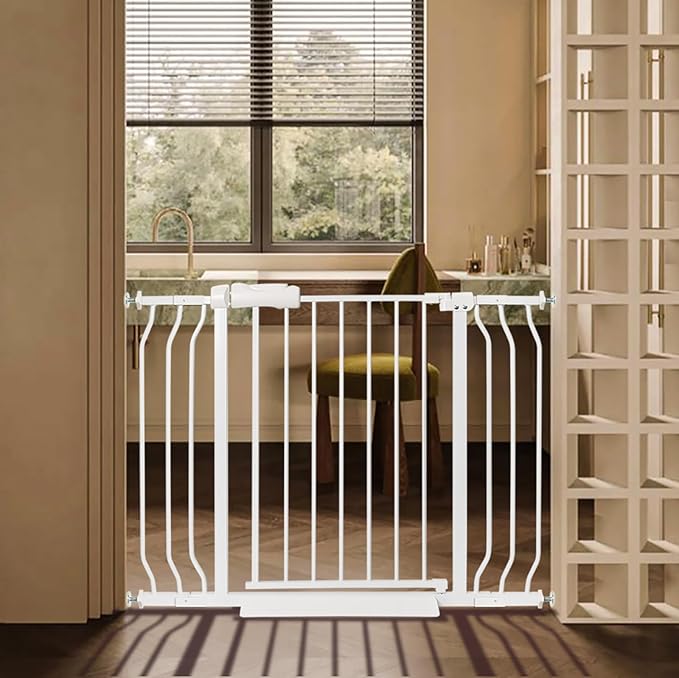 Baby Gate for Stairs No Drill 38.58-43.31 Inch, Pressure Mounted Metal Child by Unknown