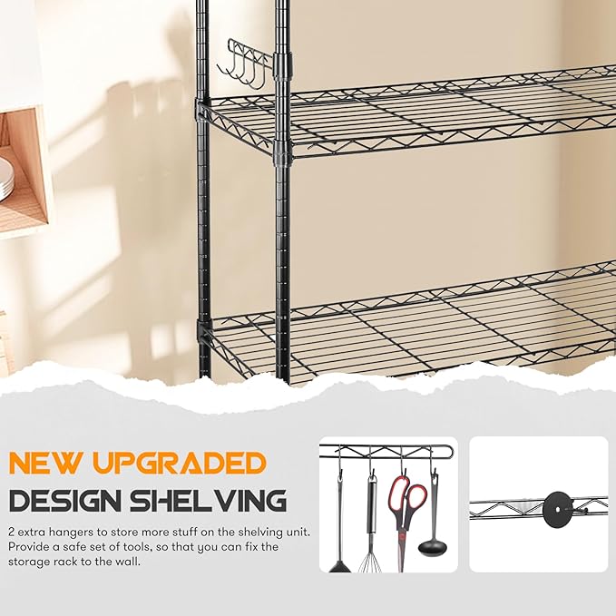 YNN Storage Shelves, 1750Lbs 5 Tier Heavy Duty Metal Rolling Shelving Unit - Image 6