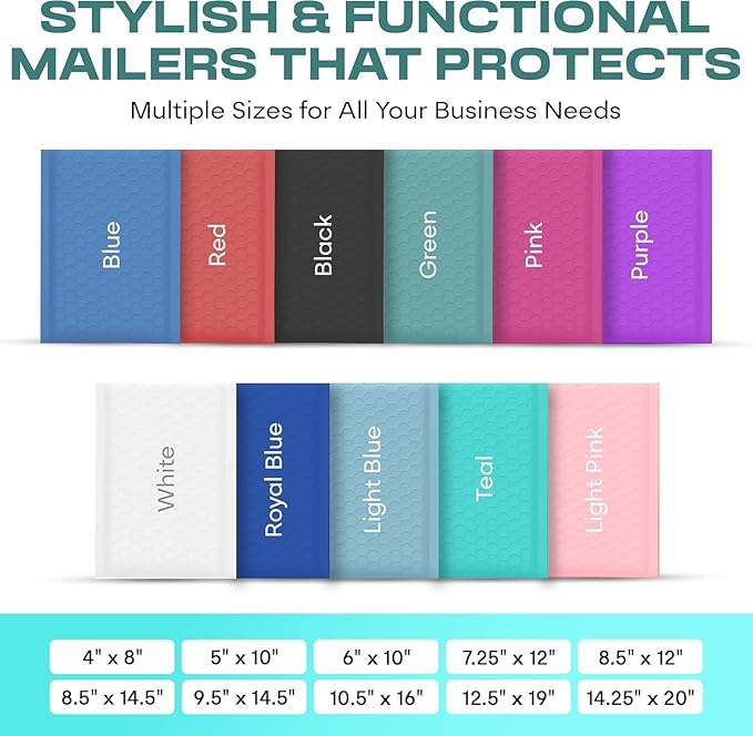 Teal Large Poly Bubble Mailers 12x15 inch | Self Seal Padded Envelopes - Image 3