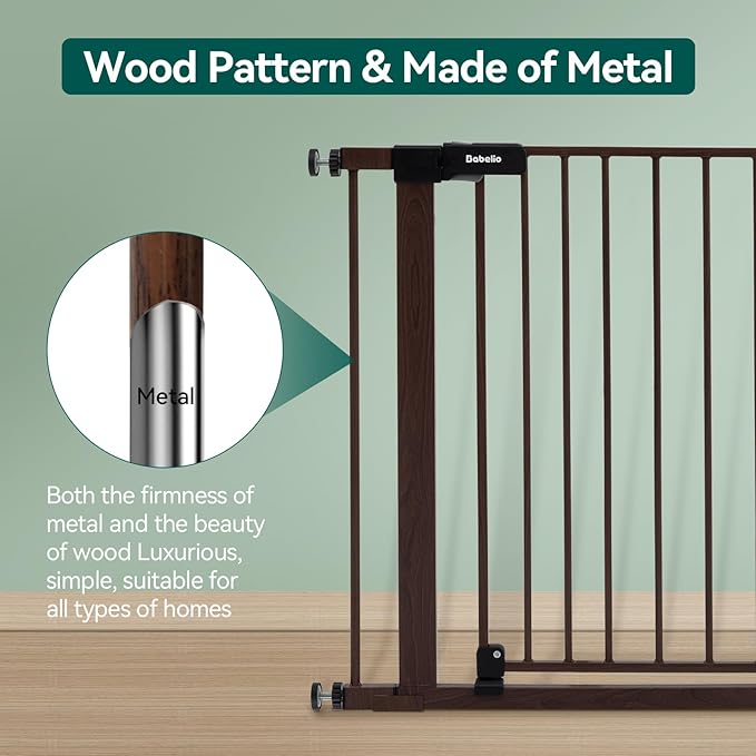 BABELIO Baby Gate with Black Wood Pattern, 29-48 Inch Auto Close Dog Gate - Image 3