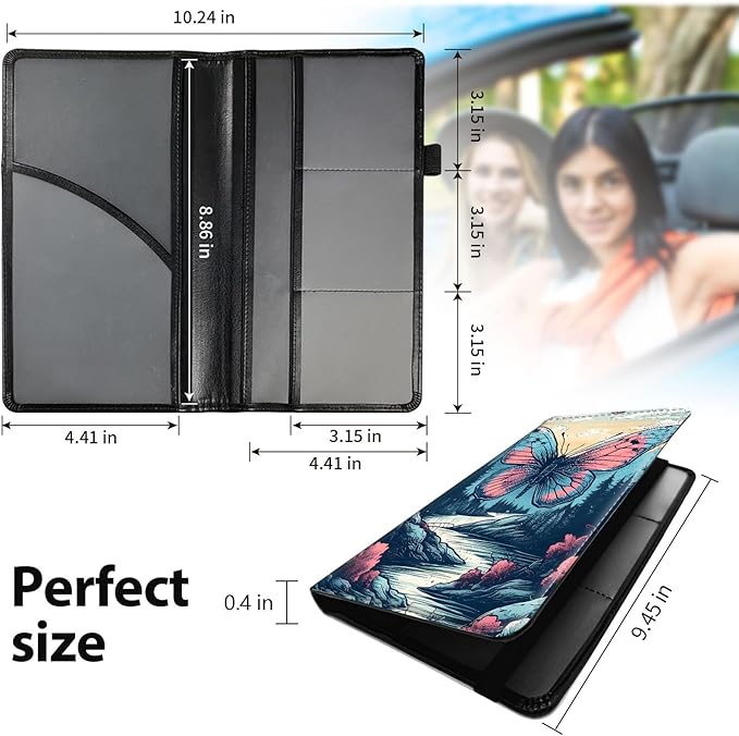 Car Registration and Insurance Holder, Leather Car Glove Box Organizer - Image 5