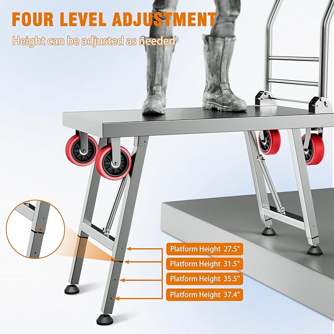 2IN1 43"×24" Foldable Platform Truck, Portable Ladder Platform, Height - Image 4
