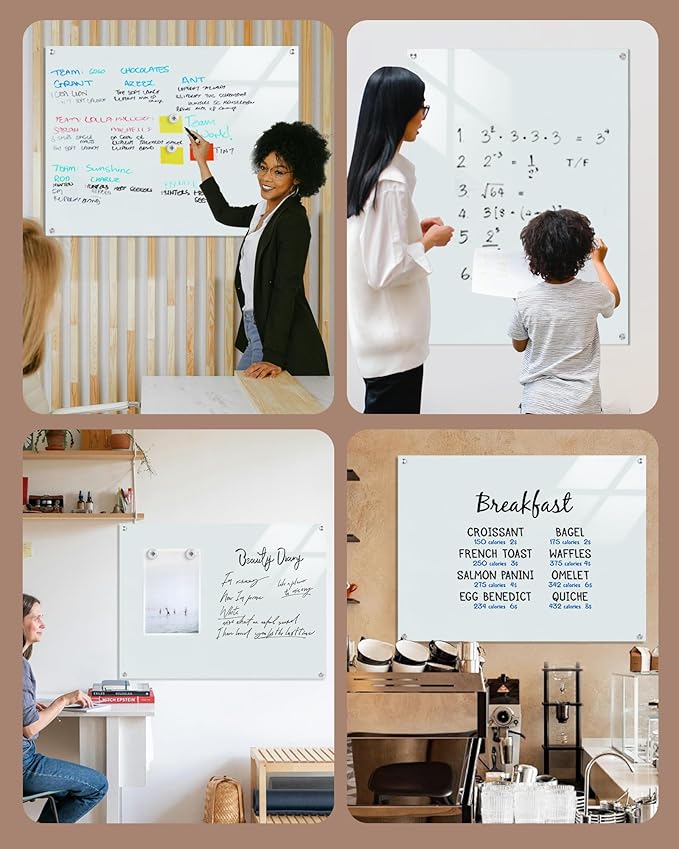 Mifuro Magnetic Glass Whiteboard，48"x36" Wall Mounted Frameless Dry Erase Board - Image 9