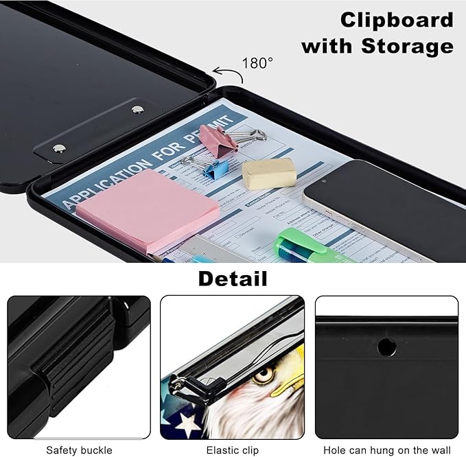 Clipboard with Storage, Plastic Storage Clipboard with Low Profile Clip - Image 3