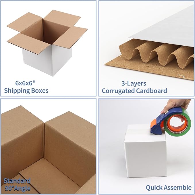 Hoikwo 6x6x6 Shipping Boxes Set of 25 - Image 3