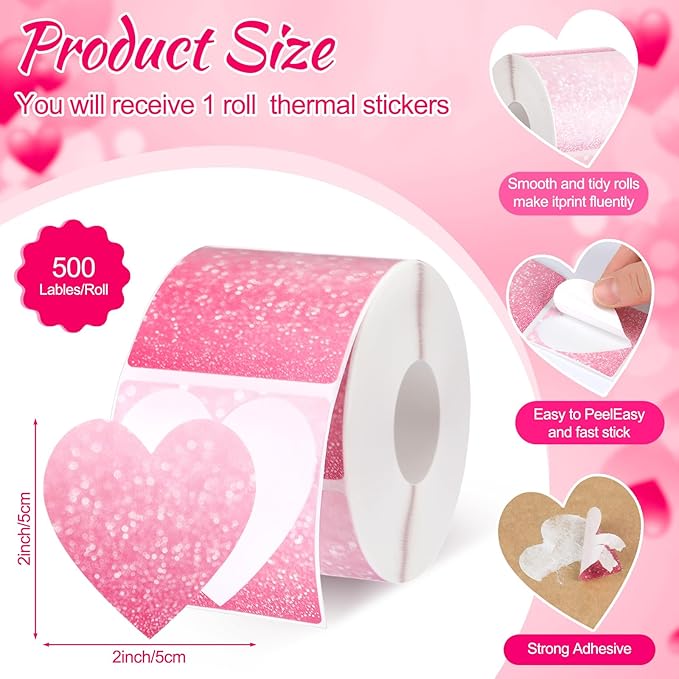 Ctosree 500 Pcs/ 1 Roll Thermal Sticker Labels Self Adhesive Direct Thermal - Image 2