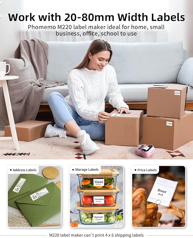 Phomemo M220 Bluetooth Label Maker Machine, Label Printer - Image 5