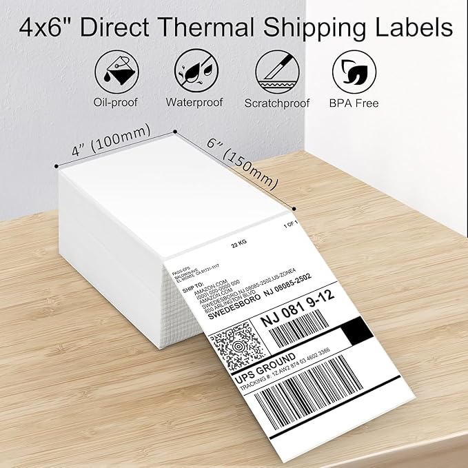 Sale4Less 1000 Fanfold 4 x 6 Direct Thermal Shipping Labels - Image 2