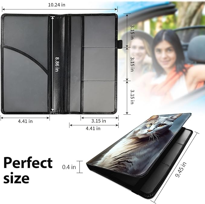 Car Registration and Insurance Holder, Leather Car Glove Box Organizer - Image 5