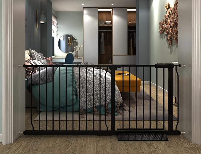 Extra Wide Baby Gate Extra Tall Tension Indoor Safety Gates Black Metal Large by COSENDBABYGATE