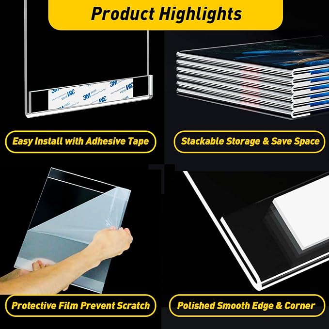 KSacry 30 Pcs Acrylic Sign Holder 11 x 8.5, Horizontal Wall Mount Sign Holders - Image 2