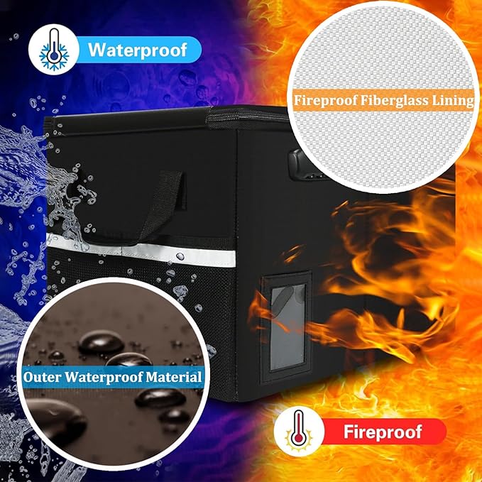 Upgraded 5200°F Fireproof Document File Organizer Box, Fireproof Storage Filing - Image 4