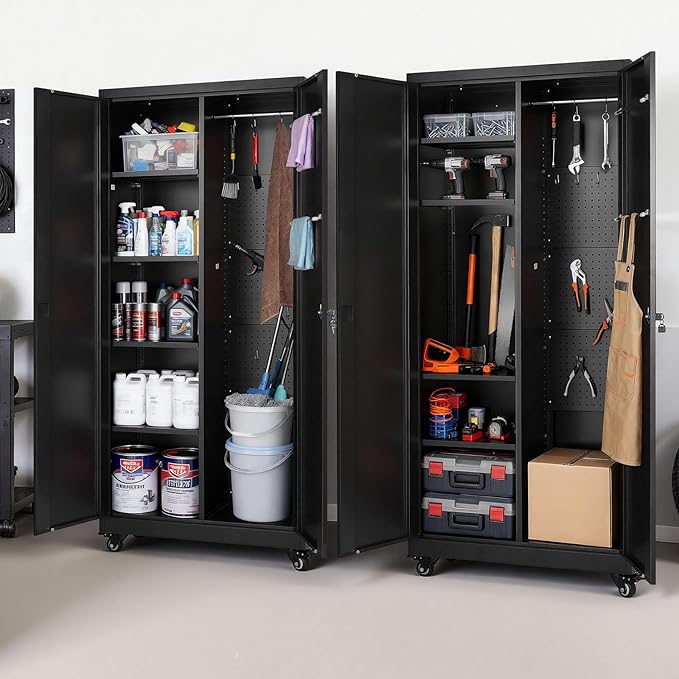 VEVOR Metal Storage Cabinet, 70.6 in Rolling Steel Garage Cabinet - Image 2