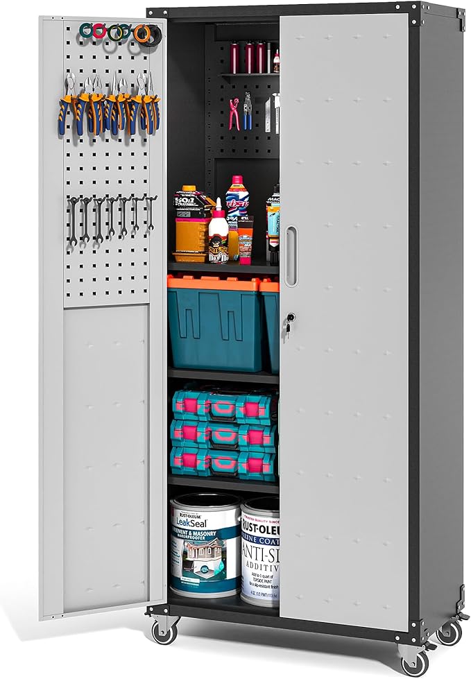 Metal Garage Storage Cabinet on Wheels, Lockable Rolling Tool Cabinet by EKJOfficials