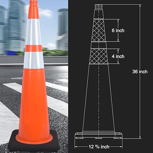 Fluorescent Orange/Green PVC Traffic Cones, Heavy Black Base Parking Lot Cone - Image 2