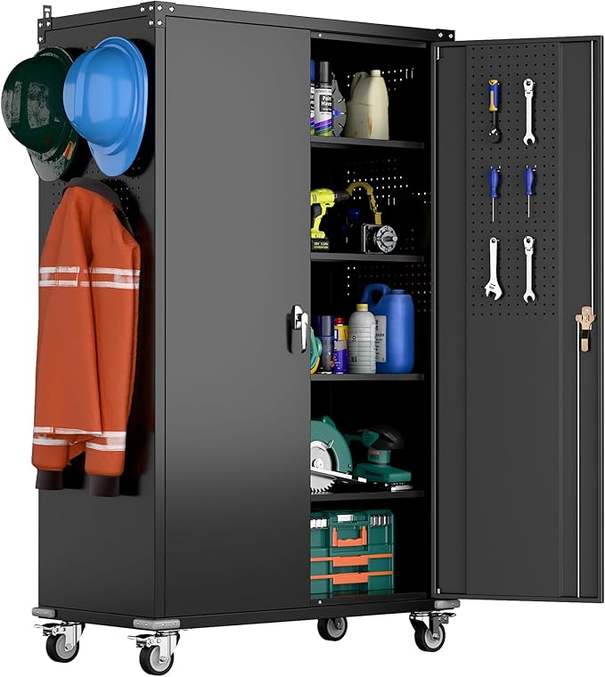 Aobabo Extra Large Garage Storage Cabinet on Wheels, Metal Storage Cabinet by Aobabo