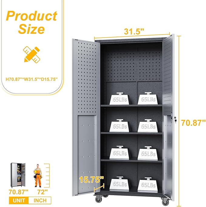 71"H Metal Storage Cabinet - Image 3