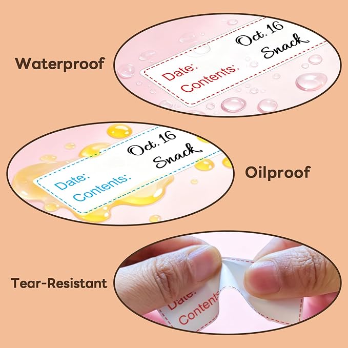 1" x 3" Freezer Labels, 2 Color Waterproof & Oil-Resistant Write-On Freezer - Image 3