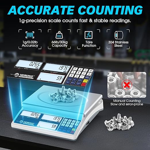 Industrial Counting Scale for Small Parts - 30kg/66lb Digital Gram Scale - Image 3