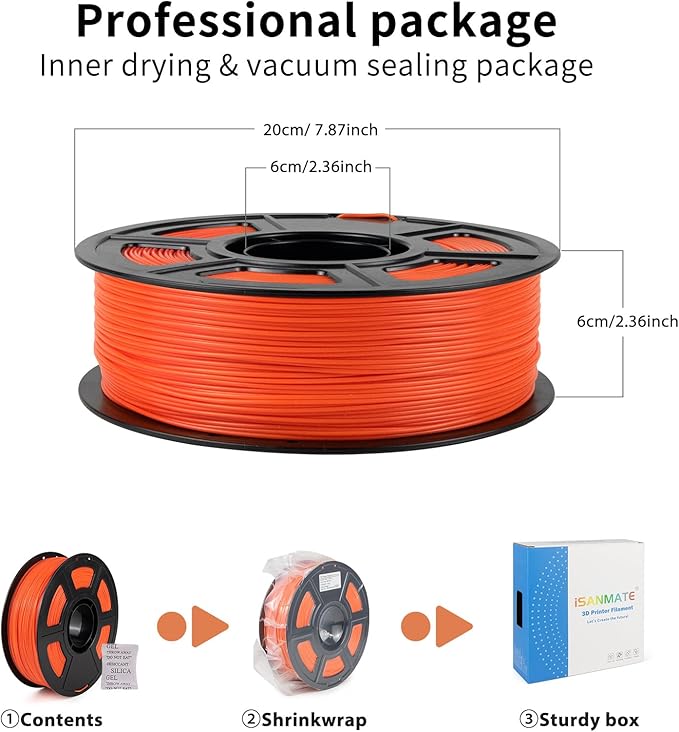 iSANMATE ASA Filament 1.75mm Orange 1KG, UV & Weather Resistant 3D Printer - Image 7