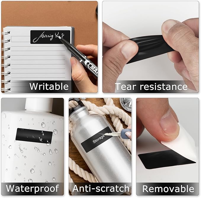 Black Color Coding Labels 1 × 2 Inches Self-Adhesive Vinyl Rectangle Stickers - Image 3