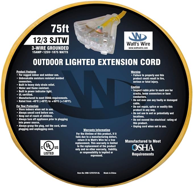 75 ft Outdoor Extension Cord Waterproof - Image 6