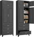 Kitchen Pantry Cabinet, Metal Food Pantry Cabinet and Shelves, Freestanding by POLUP