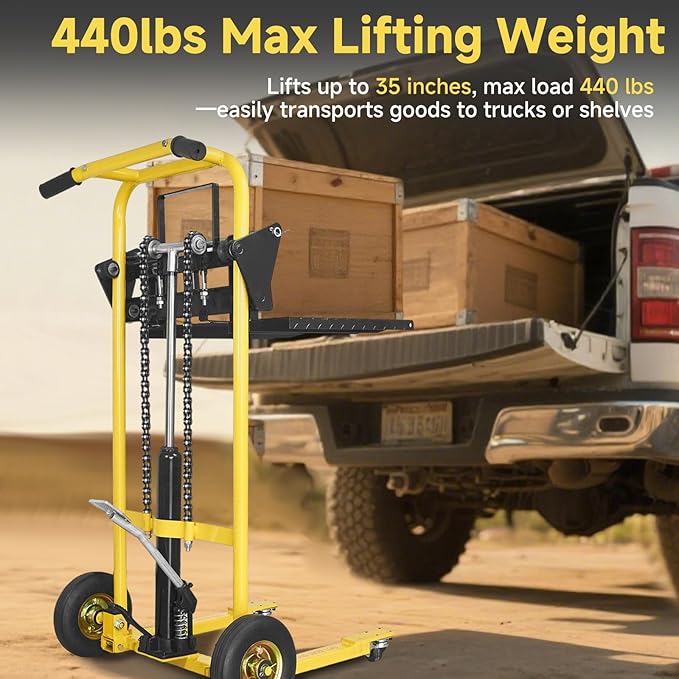 Hydraulic Material Lift, Pallet Jack Table Cart- 480-Lb. Capacity, 35in Lift. - Image 2