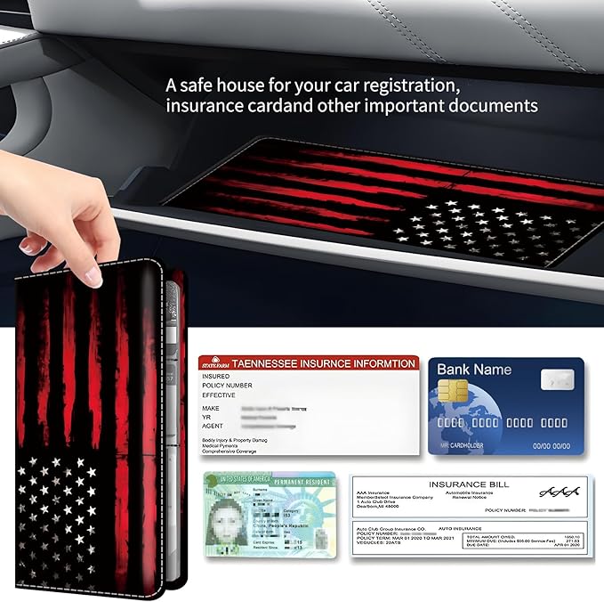 Premium Car Registration and Insurance Card Holder, Cute PU Leather Car - Image 3