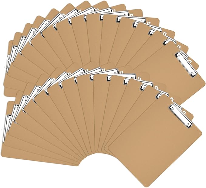 Piasoenc Wood Clipboard 25 Pack, A4 Letter Size Hardboard 9" x 12.5" by Piasoenc