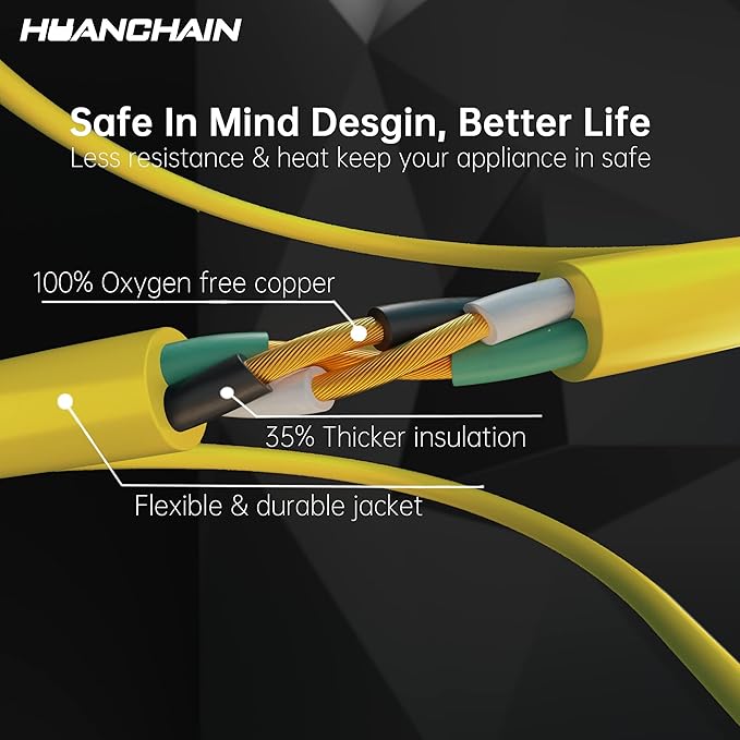 HUANCHAIN 500 ft Outdoor Extension Cord Waterproof 12/3 Gauge Heavy Duty - Image 2