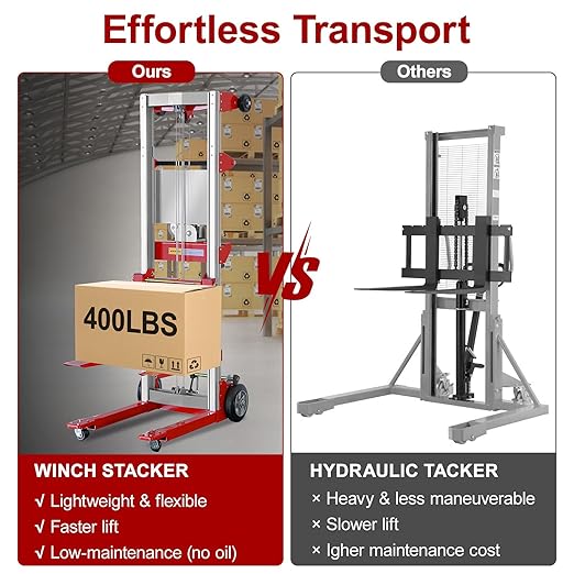 122" Material Lift Winch Stacker, 400 lbs Capacity Manual Material Lifts - Image 8