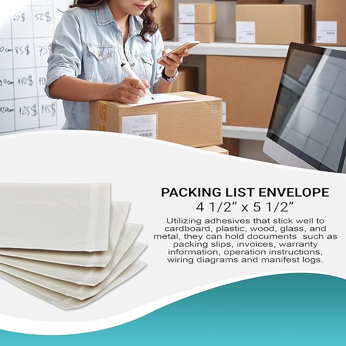 APQ Clear Top Loading Packing List Envelopes, 4.5 x 5.5 Inches. 1000 Pack - Image 5