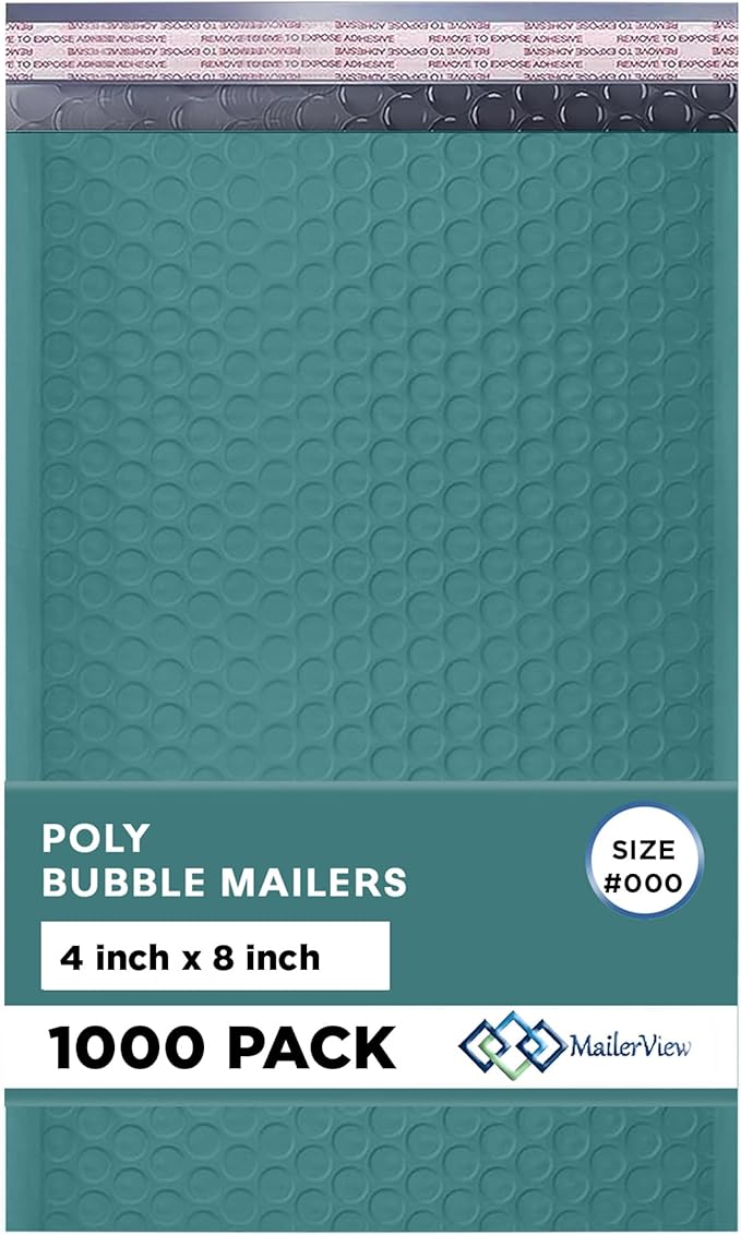 Green Small Bubble Mailers 4x8 Inch #000 | Thick Padded Poly Bubble Mailer by MAILERVIEW