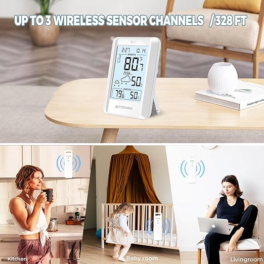 Indoor Outdoor Thermometer Wireless Battery Operated Weather Station Wireless - Image 5