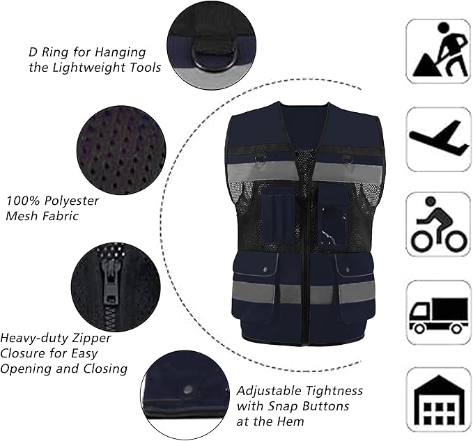 Safety Vest High Visibility Reflective Construction Vest - Image 5