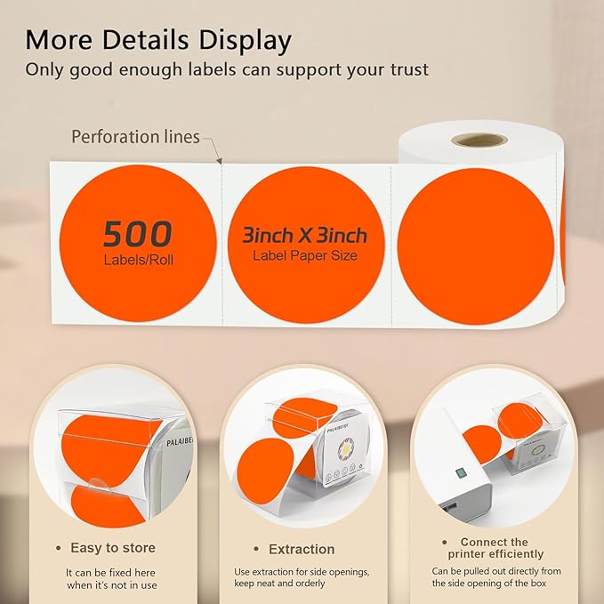 3X3 Inch Round Thermal Labels Circle Color Coding Labels Printable Waterproof - Image 4