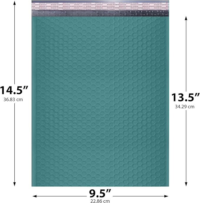 Green Large Poly Bubble Mailers 9.5x14.5 inch #4 | Self Seal Padded Envelopes - Image 2