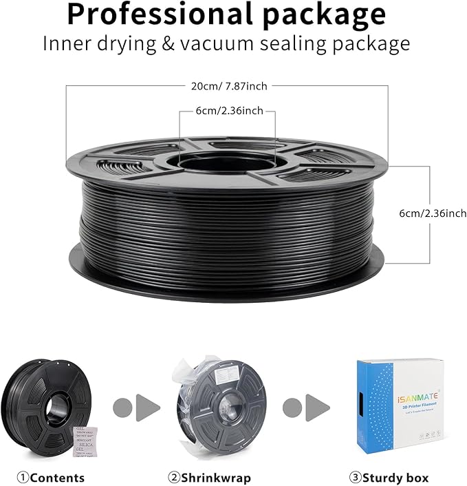 iSANMATE ASA Filament 1.75mm Black 1KG, UV & Weather Resistant 3D Printer - Image 6