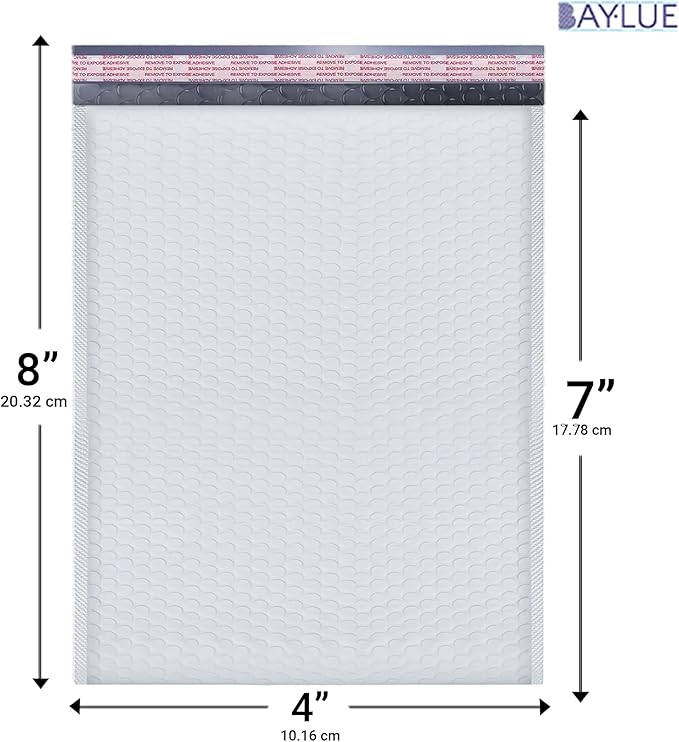 White Small Bubble Mailers 4x8 Inch #000 | Thick Padded Poly Mailer Envelope | - Image 2