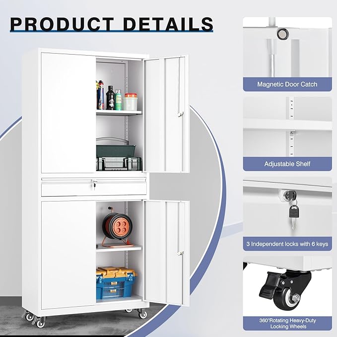 73" Metal Garage Storage Cabinet - Image 4