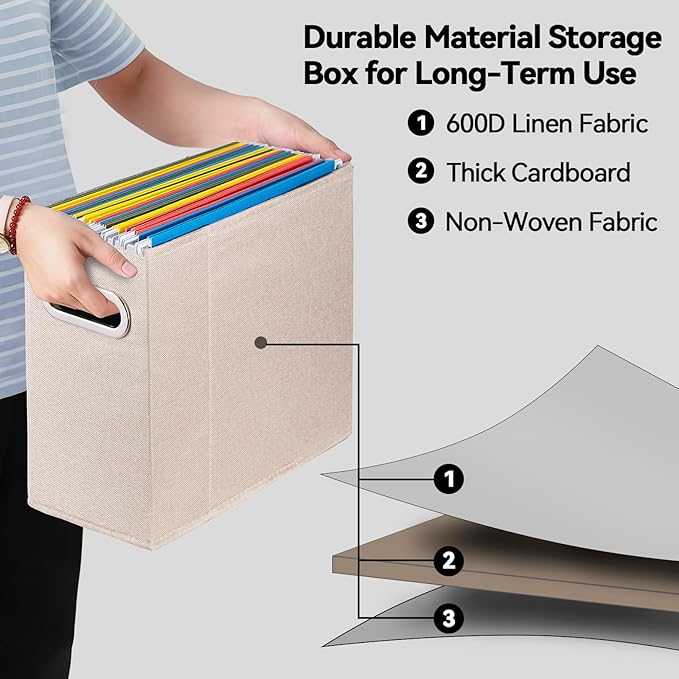 4 Packs Letter Size File Organizer, File Folders Organizer, Fabric Storage Box - Image 3