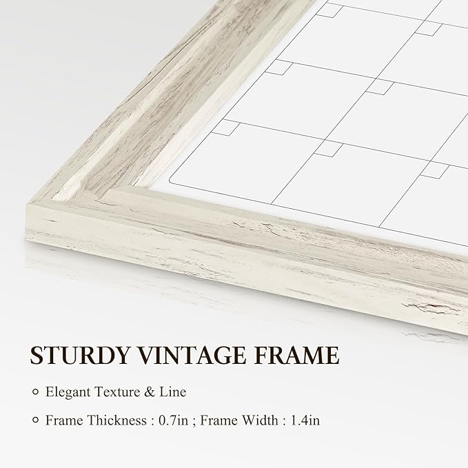 4 THOUGHT Whiteboard Calendar 24" x 18" Magnetic Dry Erase Board Wood Frame - Image 2